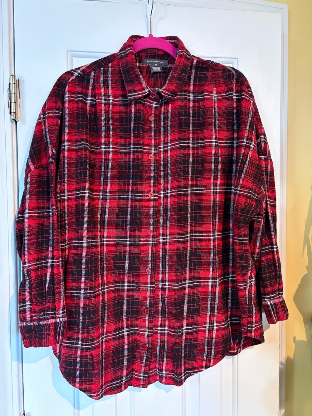French Connection Red and Black Plaid Button-Down Shirt